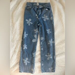 Shein Floral Print Straight Leg Jeans